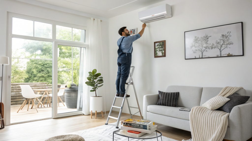 TVA climatisation réversible installation d'un split par un professionnel